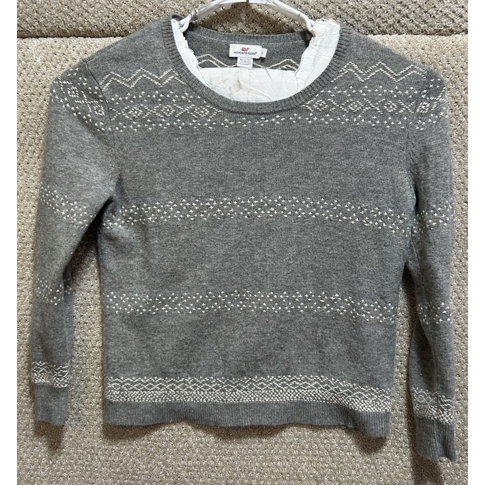 Vineyard Vines Wool Cashmere Blend Pullover Sweater Gray Size Large